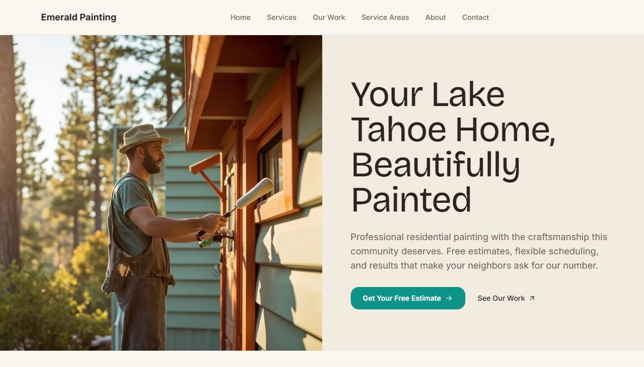 A complete painting business website created and published with Coherence Sites